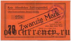 Германия, Halle, 20 марок 1916 года. На ткани